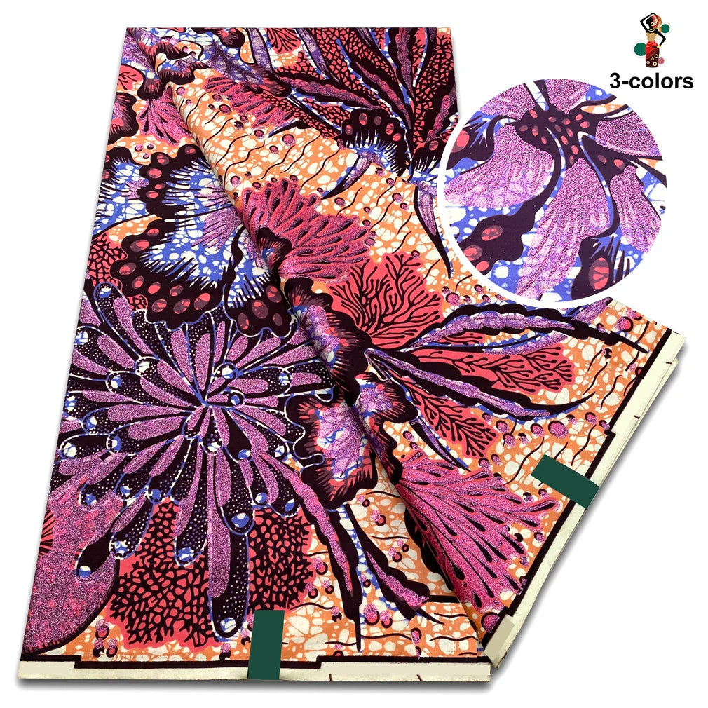 Grand Golden Fabric 100% Cotton Ankara Wax Fabric High Quality African Wax Print Fabric For Sewing 6 yards Gold Print Fabric