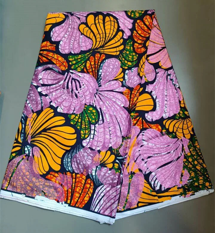 New Fashion African Grand Super Batik Flash Gold Print Fabric Ankara Wax Fabric 6 yards Soft Real African Golden Fabric