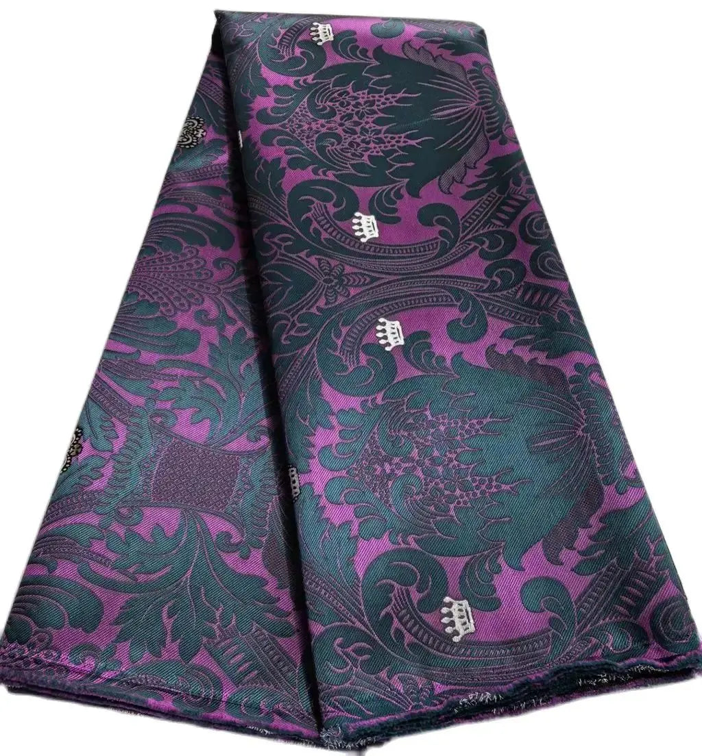 5 Yards Damask Lace Fabric Nigerian Brocade Aso Oke Materials Original Wool Damask DIY For King And Queens Clothes