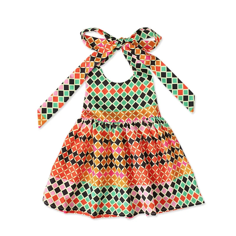 Summer African Dresses Fashion Print Rompers Baby Girl Lace Up Dashiki Bazin Children Riche Ankara African Clothes Kid's Gift