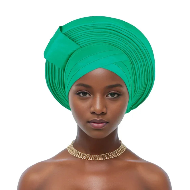 Auto Gele Headtie Already Made 2025 Aso Oke Sego Gele Headtie African Hats Turbans Femme Fashion Bonnets Head Wraps High Quality
