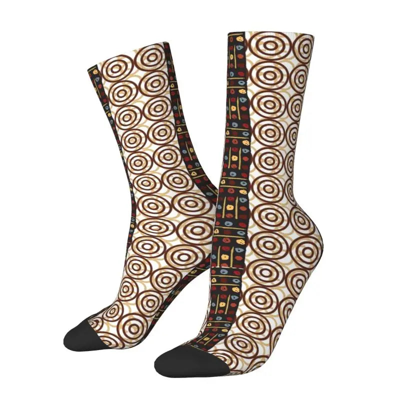 Colorful Ankara Geometric Pattern Socks for Men Women Stretchy Summer Autumn Winter African Ethnic Tribal Art Crew Socks