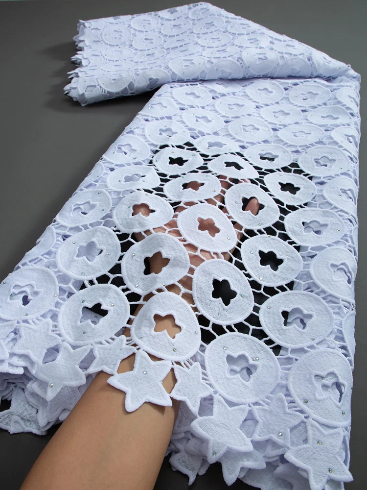 Pure White Bridal Lace Fabric African Guipure Lace Dress Women High Quality Elegant Lace Sewing Material For Wedding TY3281