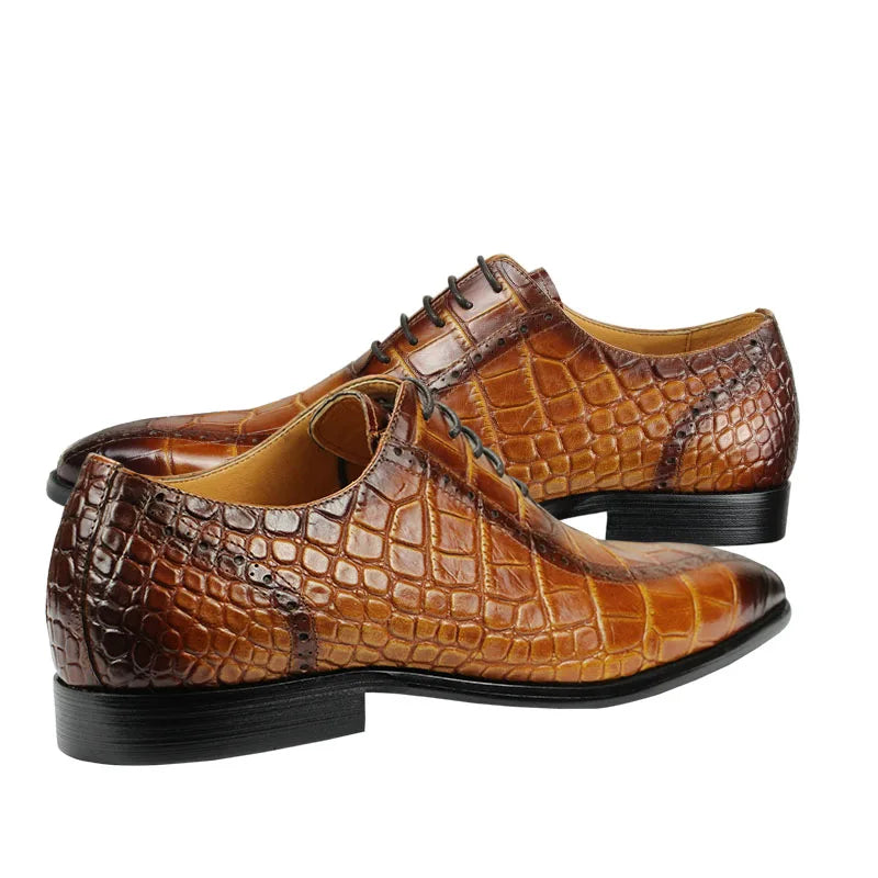 High-end Men's Dress Leather Shoes Fashion Comfortable Business Office Brogue Shoes Outdoor Leisure Party Leather Shoes Yellow