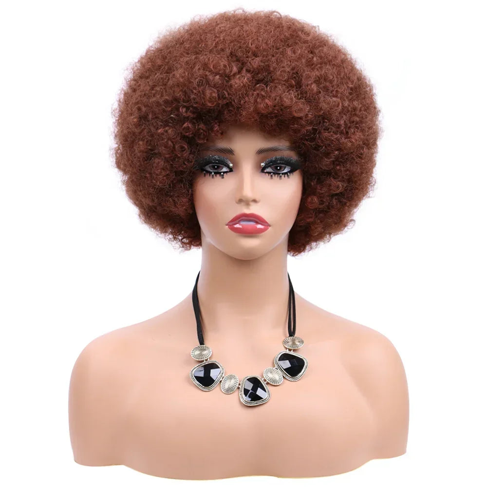 Afro Wigs For Women Short 70s Kinky Curly Wigs Bouncy And Soft Natural Looking Fluffy Explosive Head Wig For Party And Daily Use