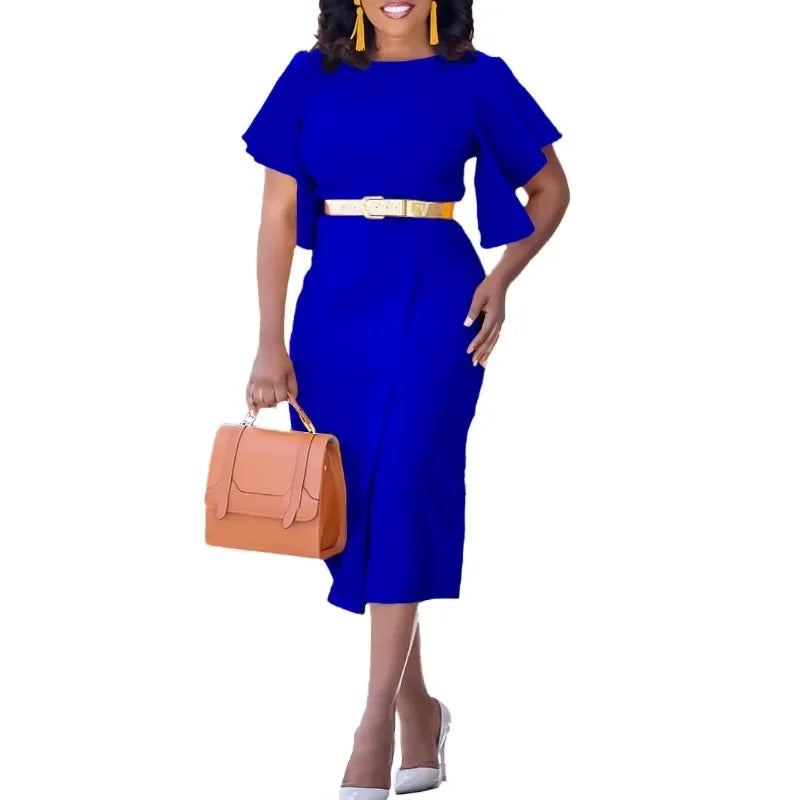 African Dress For Women Boubou Africain Femme 2025 Solid Color Dashiki Clothes Short Sleeve Ankara Dresses Girl Party Dress