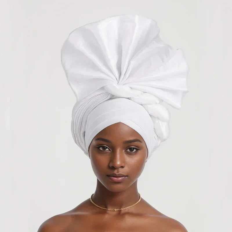 Caps for Women Auto Gele Headtie Already Made Aso Oke Turban Femme Musulman Fashion Bonnets African Head Wraps High Quality 