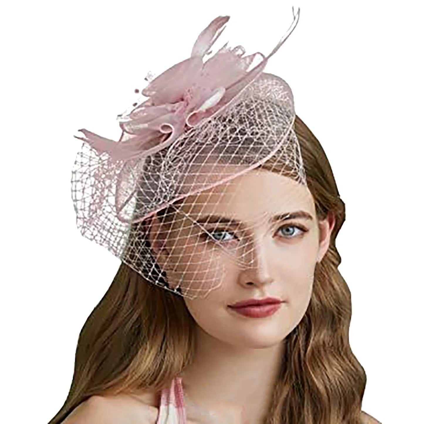 Trendy Elegant Half Hat Headband For Women Bridal Feather Mesh Solid Color Headwear Evening Dress Hair Accessories Photo Props