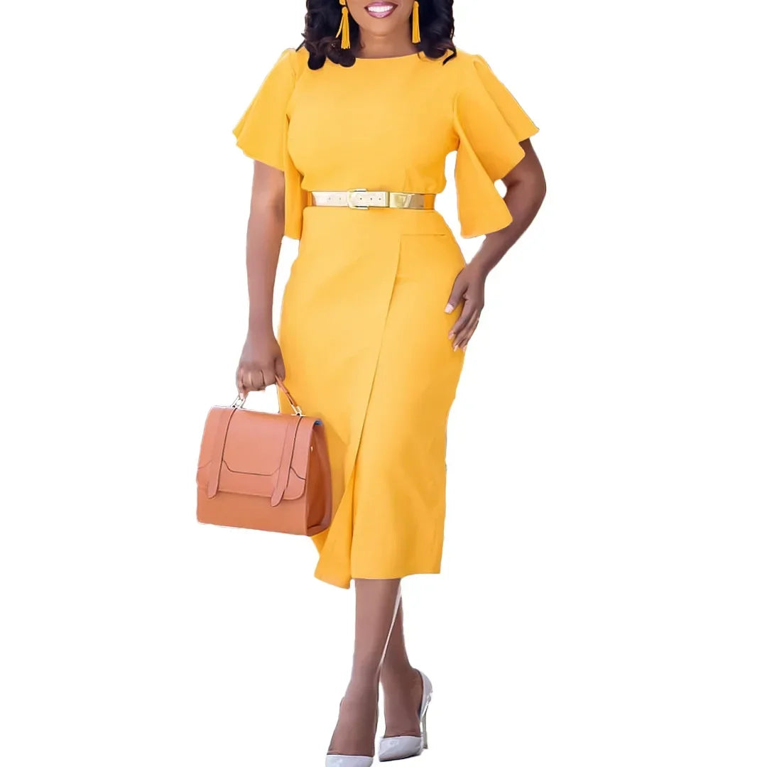African Dress For Women Boubou Africain Femme 2025 Solid Color Dashiki Clothes Short Sleeve Ankara Dresses Girl Party Dress
