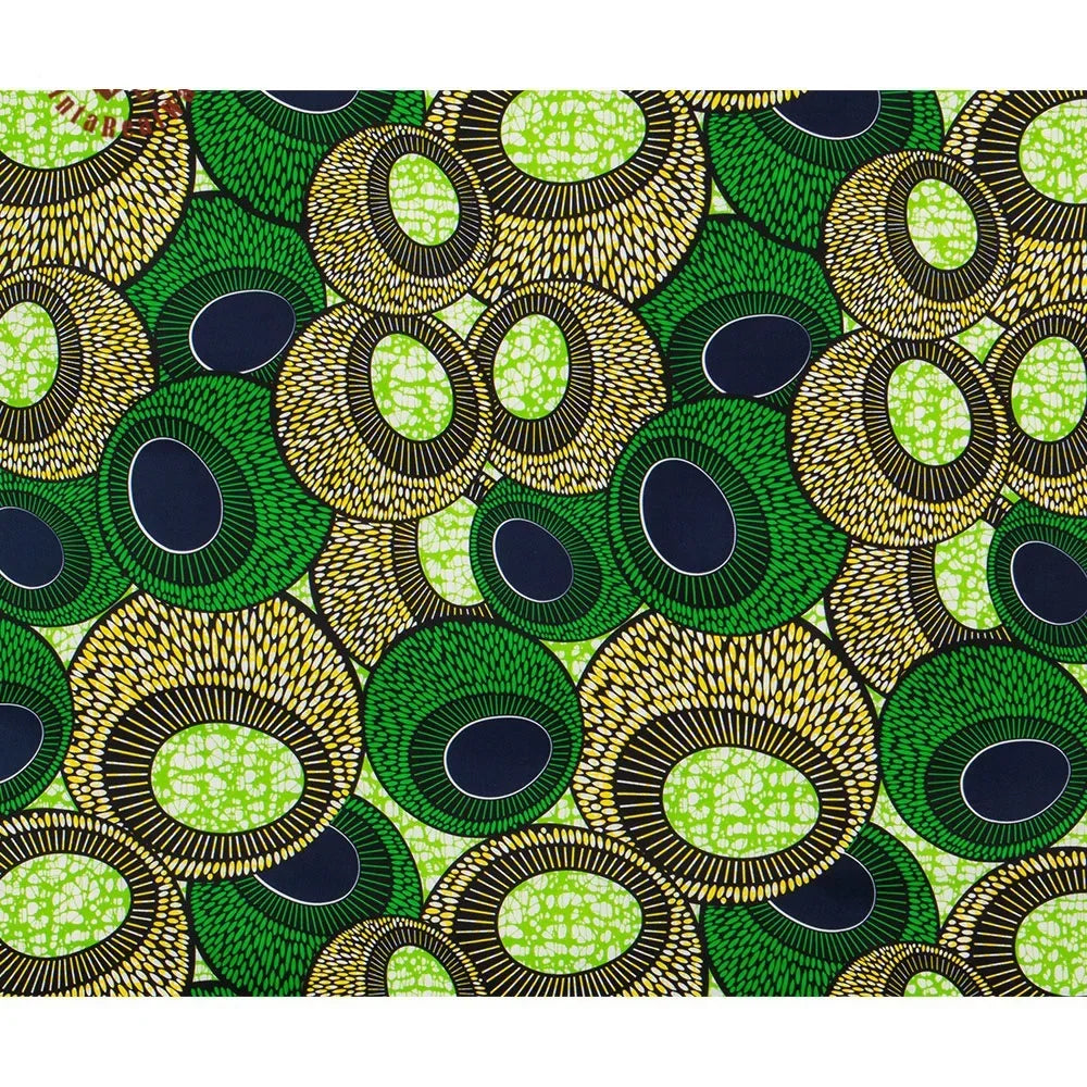 Ankara African green printed geometric batik fabric Wax Dress Sewing Tissu Craft DIY Textile Material For Wedding 6Yards