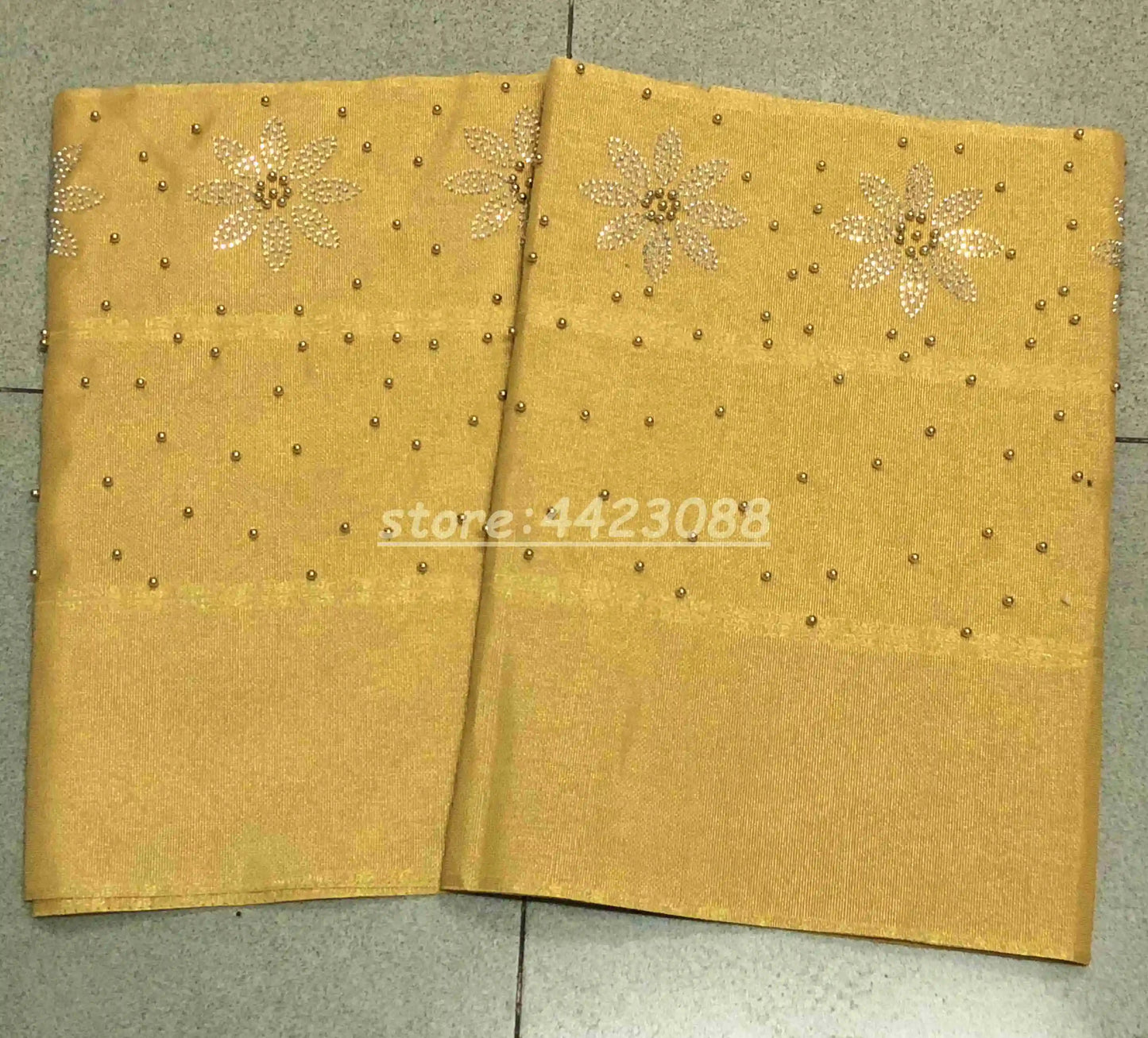 New Designs Fashion Nigerian Aso Oke Gele Headtie Embroidery With Beads Stones High Quality Wraps Fabrics 2Piece/Set For Women