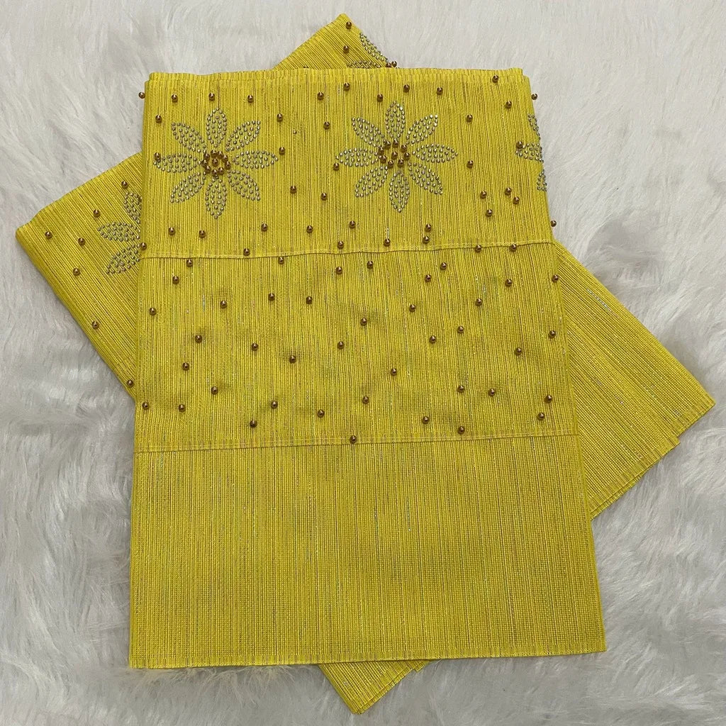 Nigerian Fashion Aso Oke Auto Gele Headtie 2Pieces/pack African Gele Head Tie Women Hairtie Shawl Wraps Fabric 50*210cm