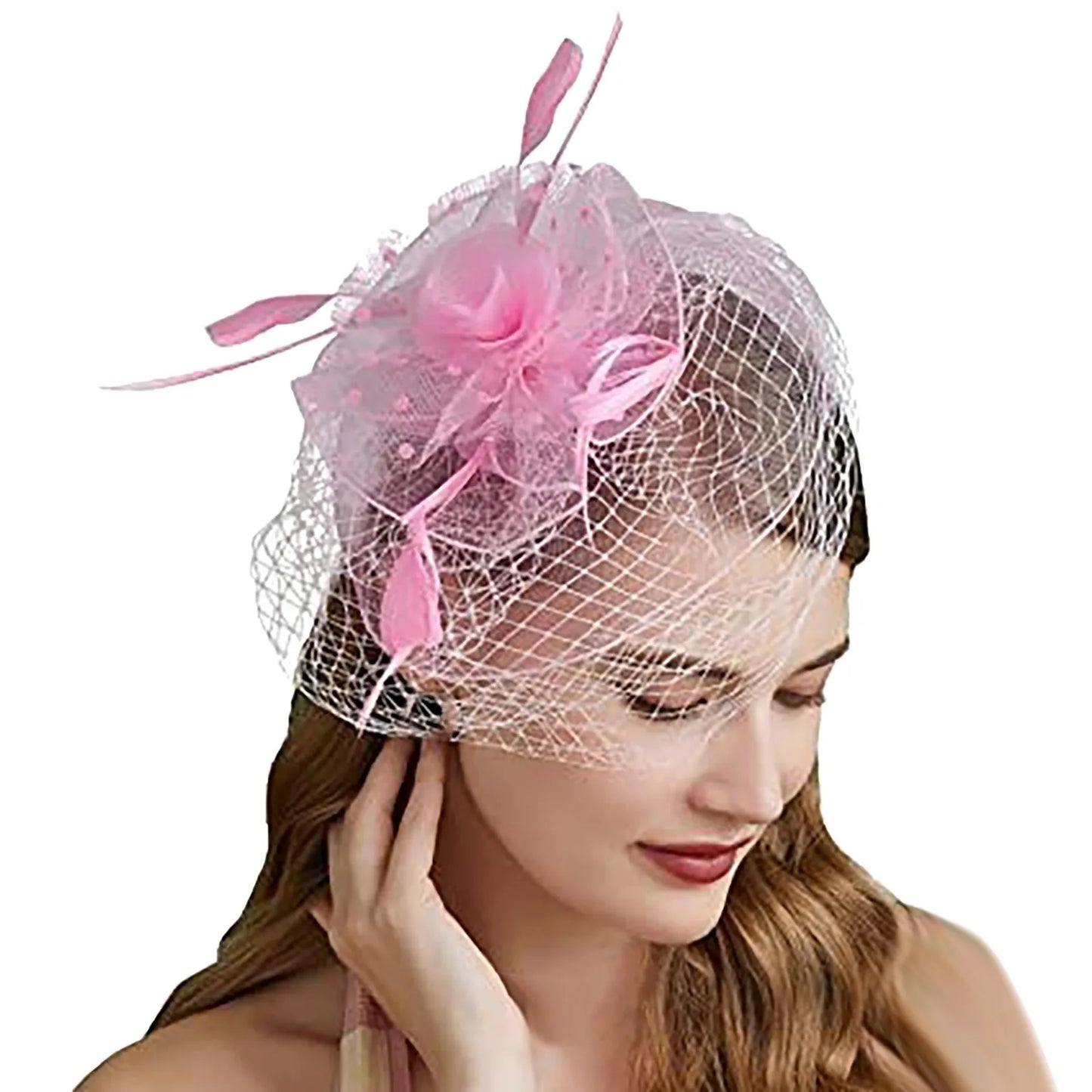 Trendy Elegant Half Hat Headband For Women Bridal Feather Mesh Solid Color Headwear Evening Dress Hair Accessories Photo Props