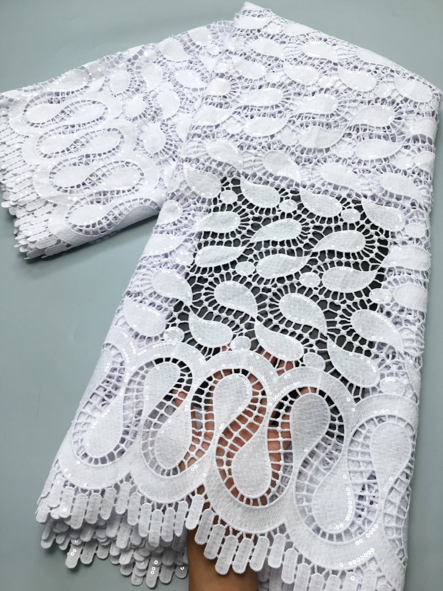 White African Guipure Cord Lace Fabric Nigerian Water Soluble Lace High Quality for Women Evening Party Dresses,2.5 yards TY3903