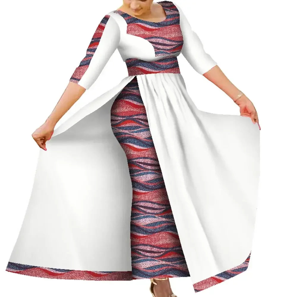 Customize BintaRealWax Women African Slim Fit Dress Traditional Elegent Female Ankara Party Wedding Robe Church Dress WY7963