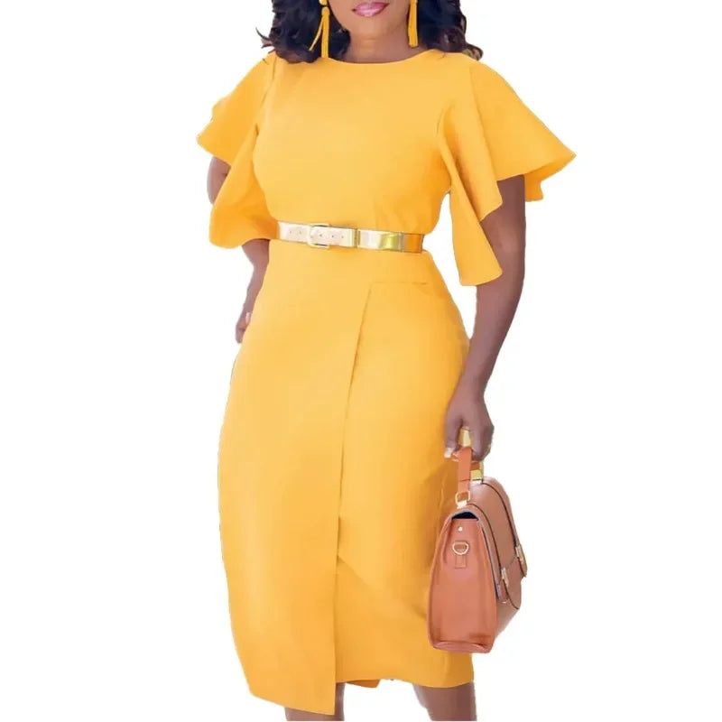 African Dress For Women Boubou Africain Femme 2025 Solid Color Dashiki Clothes Short Sleeve Ankara Dresses Girl Party Dress