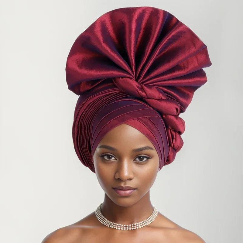 Caps for Women Auto Gele Headtie Already Made Aso Oke Turban Femme Musulman Fashion Bonnets African Head Wraps High Quality 