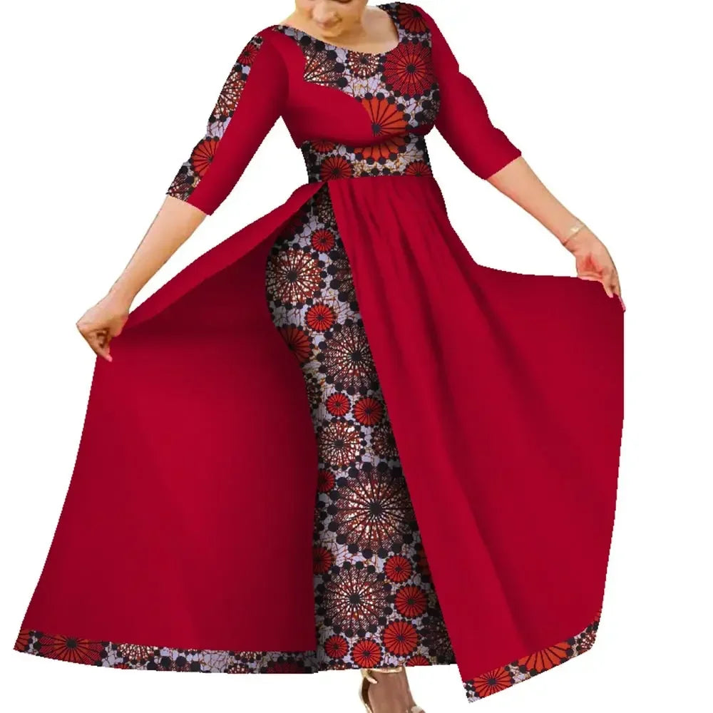 Customize BintaRealWax Women African Slim Fit Dress Traditional Elegent Female Ankara Party Wedding Robe Church Dress WY7963