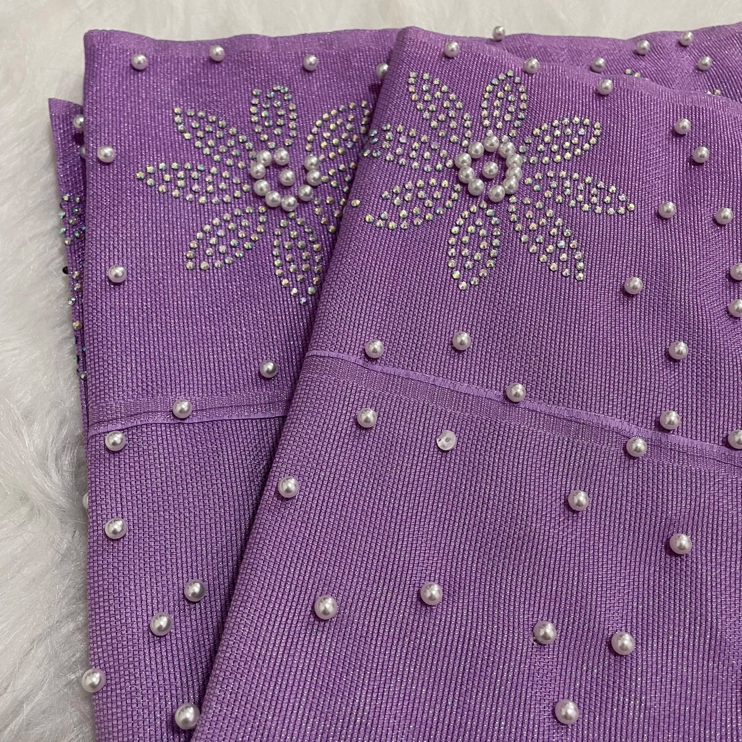 New Designs Fashion Nigerian Aso Oke Gele Headtie Embroidery With Beads Stones High Quality Wraps Fabrics 2Piece/Set For Women
