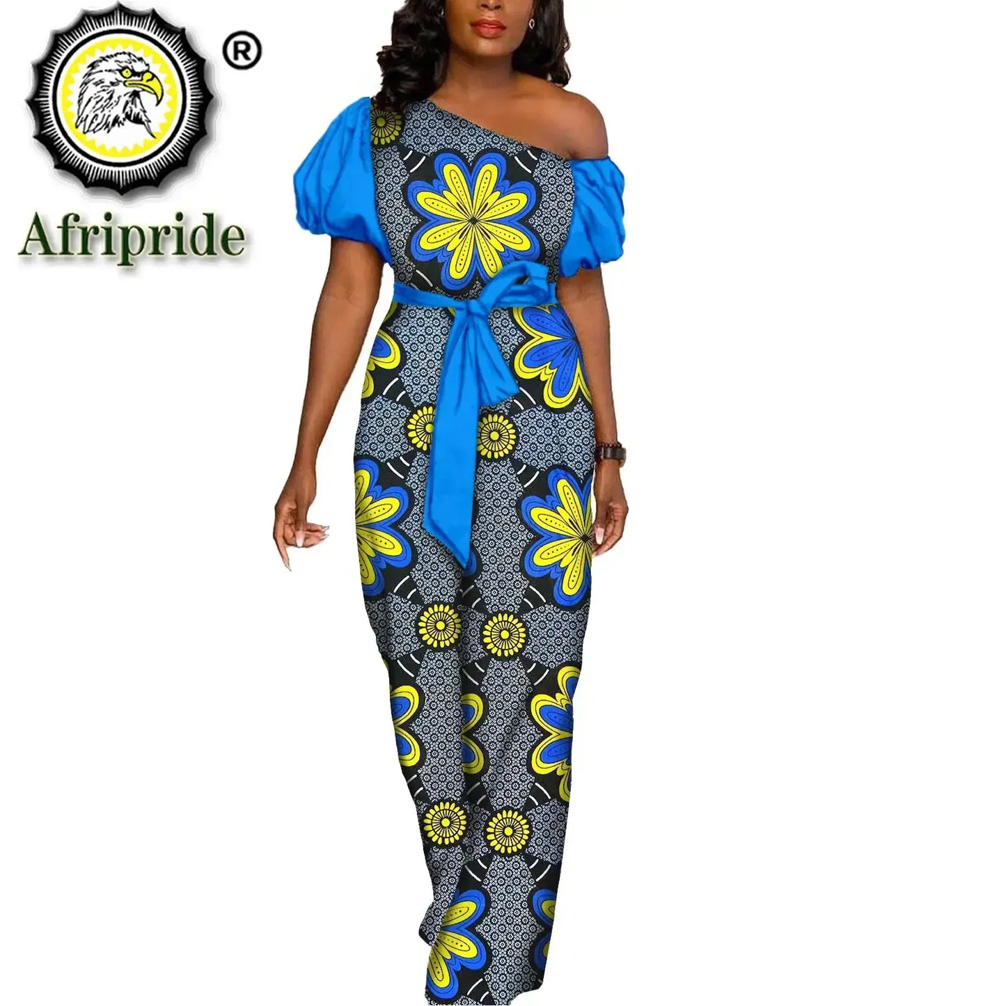African Dresses for Women Maxi Dress Elegant Ankara Print Sleeveless High Waist African Clothes with Belt Formal outfit S2125036