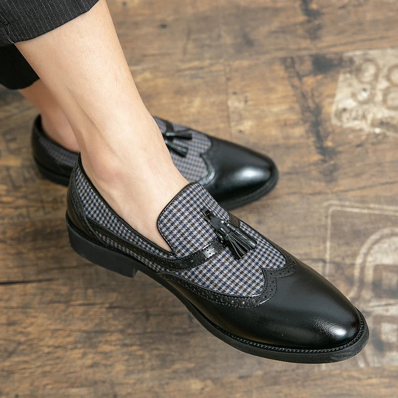 New Tassel Business Loafers for Men Toe Slip-On Brown Driving Shoes Men Dress Shoes Fashion Wedding Moccasins Free Shipping