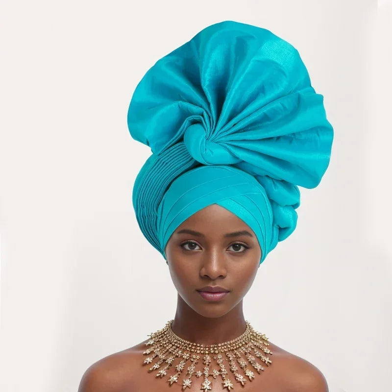 Caps for Women Auto Gele Headtie Already Made Aso Oke Turban Femme Musulman Fashion Bonnets African Head Wraps High Quality 