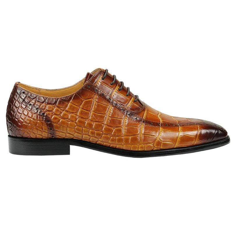 High-end Men's Dress Leather Shoes Fashion Comfortable Business Office Brogue Shoes Outdoor Leisure Party Leather Shoes Yellow
