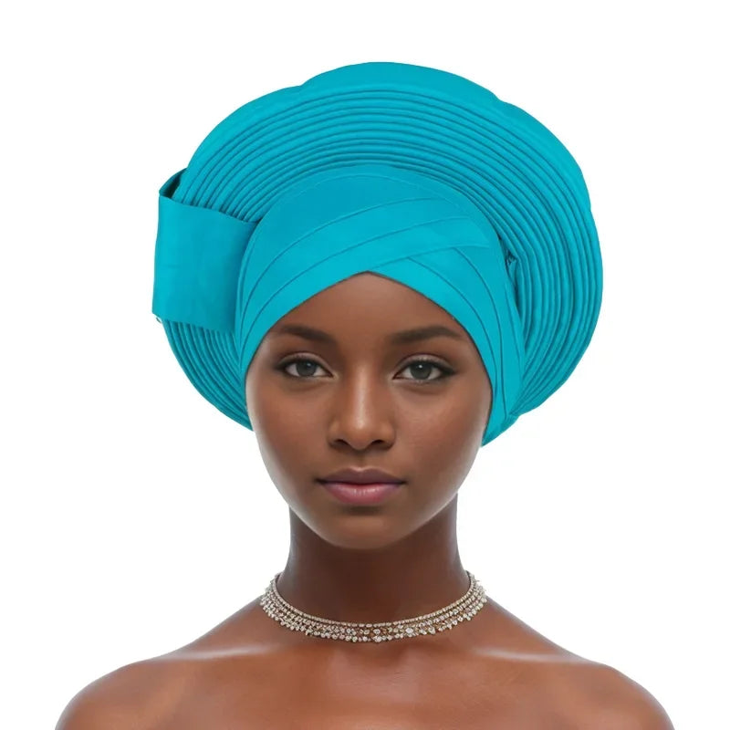 Auto Gele Headtie Already Made 2025 Aso Oke Sego Gele Headtie African Hats Turbans Femme Fashion Bonnets Head Wraps High Quality