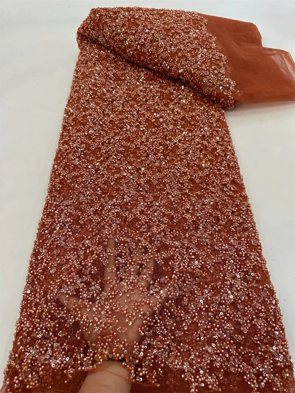 Fashion African Lace Fabric High Quality French Beaded Luxury Tulle Lace Nigerian Sequins Net Lace Fabric For Wedding Dress