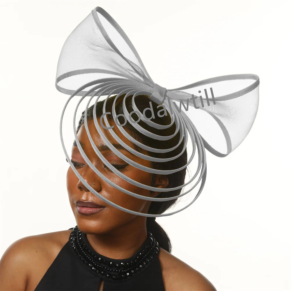 White Bow Fascinator Hats Ladies Church Luxury Wedding Hat Fascinating Women Occasion Event Chapeau Cap New Style Headwear
