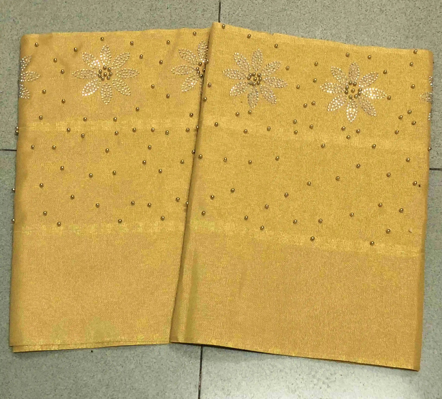 New Designs Fashion Nigerian Aso Oke Gele Headtie Embroidery With Beads Stones High Quality Wraps Fabrics 2Piece/Set For Women