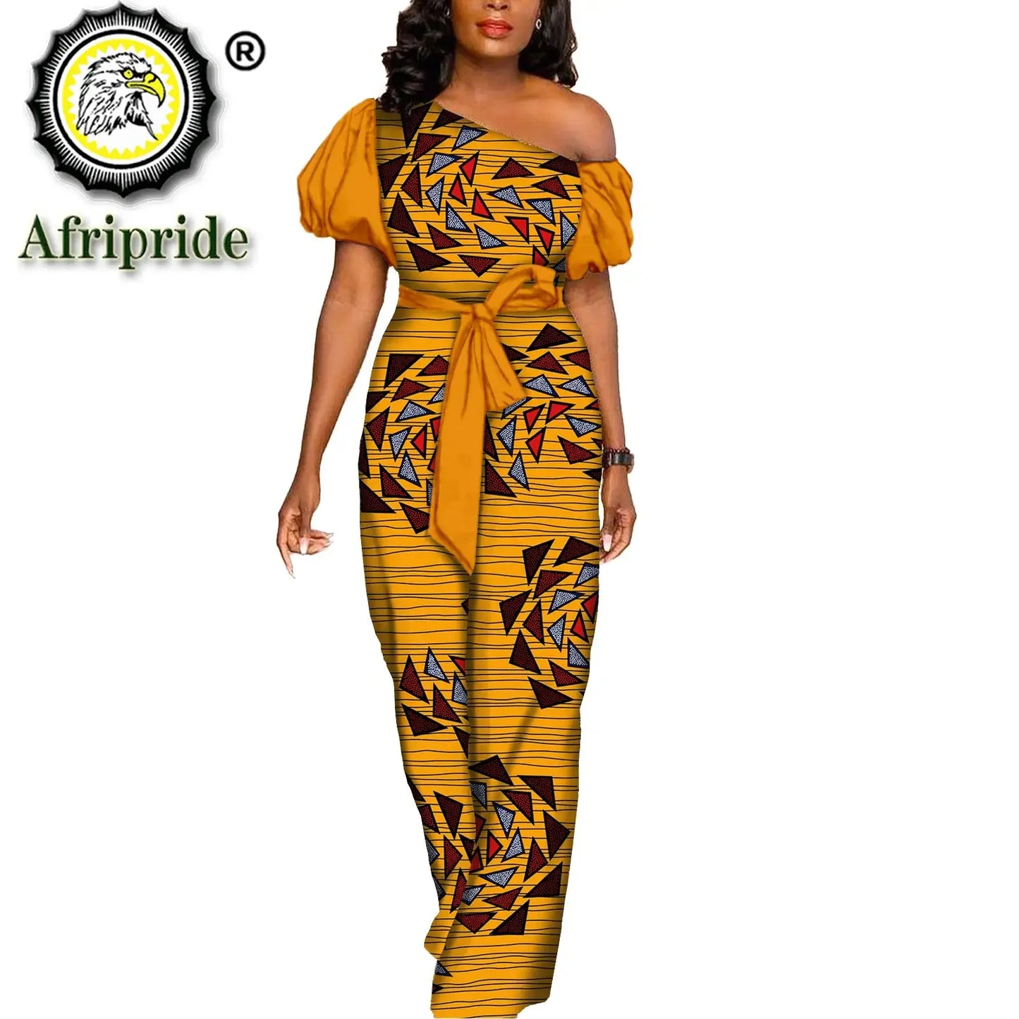 African Dresses for Women Maxi Dress Elegant Ankara Print Sleeveless High Waist African Clothes with Belt Formal outfit S2125036