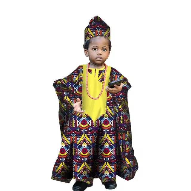 Fashion New African Tradition Clothes For Kids Boys Ankara Long Sleeve Tops Embroidery Dashiki Robe Shirt Pant Child Set Ramadan