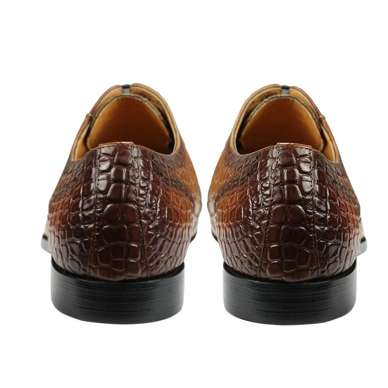 High-end Men's Dress Leather Shoes Fashion Comfortable Business Office Brogue Shoes Outdoor Leisure Party Leather Shoes Yellow