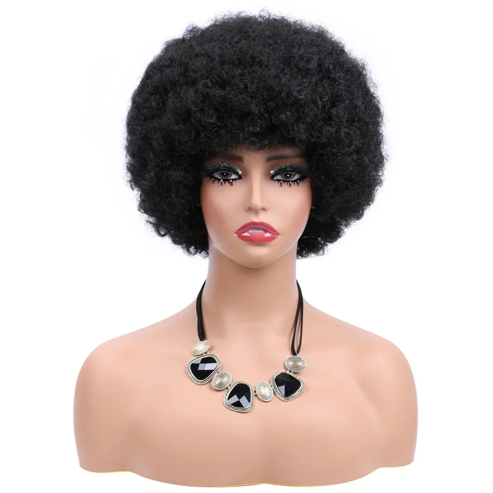 Afro Wigs For Women Short 70s Kinky Curly Wigs Bouncy And Soft Natural Looking Fluffy Explosive Head Wig For Party And Daily Use