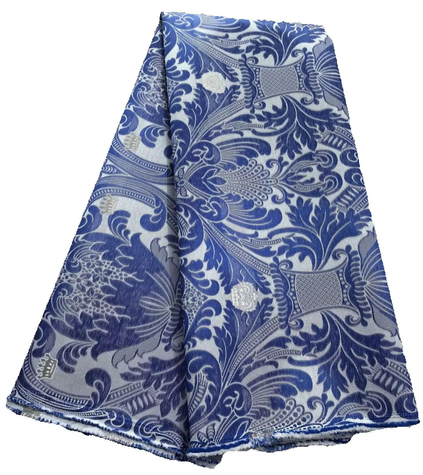 5 Yards Damask Lace Fabric Nigerian Brocade Aso Oke Materials Original Wool Damask DIY For King And Queens Clothes
