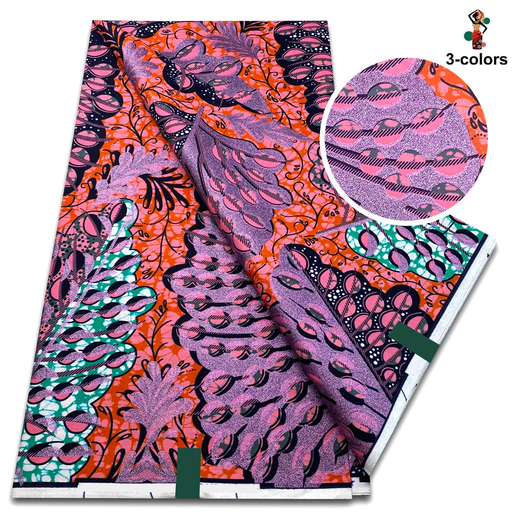 Grand Golden Fabric 100% Cotton Ankara Wax Fabric High Quality African Wax Print Fabric For Sewing 6 yards Gold Print Fabric