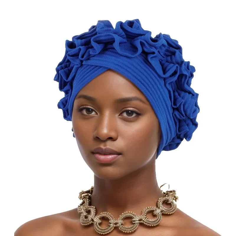 African Headtie Turban Nigerian Aso Oke Muslim Headwear Gele Head Wrap Sego Headties Women Hijab Headscarf Bonnet Headwear Hat