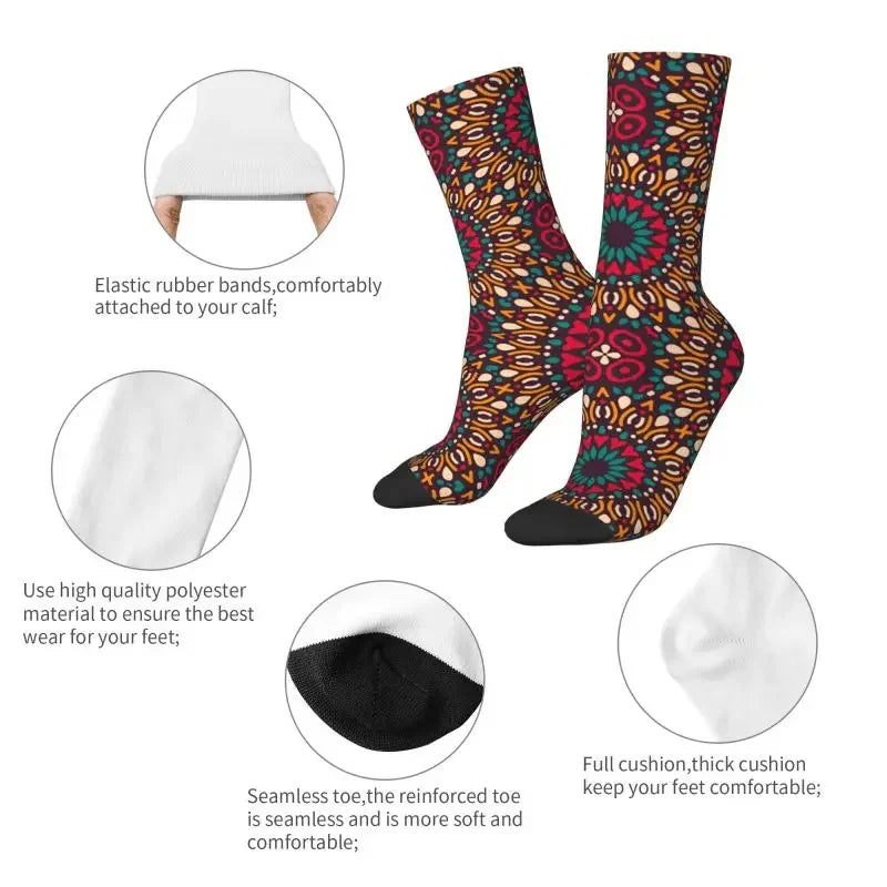 Kitenge Ankara Dress Socks Mens Womens Warm Fashion Novelty African Tribal Ethnic Art Patterns Crew Socks