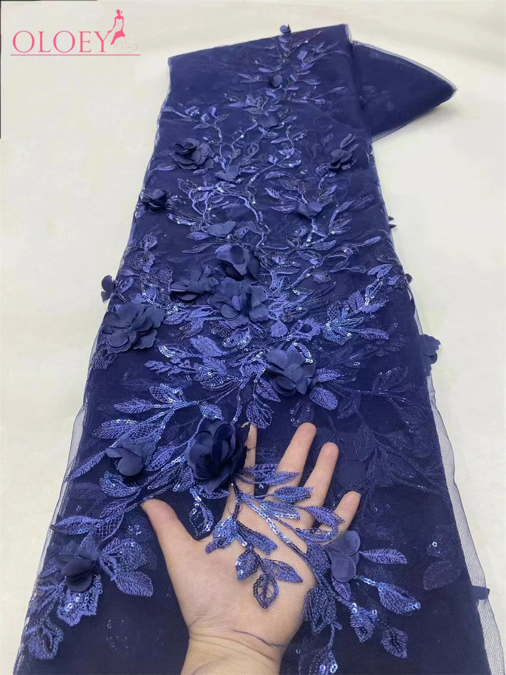 Fashion French Mesh 3D Flowers Embroidery Bead Lace Fabric With Sequins African Nigerian Fabric For Wedding Dress