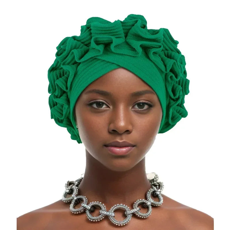 African Headtie Turban Nigerian Aso Oke Muslim Headwear Gele Head Wrap Sego Headties Women Hijab Headscarf Bonnet Headwear Hat