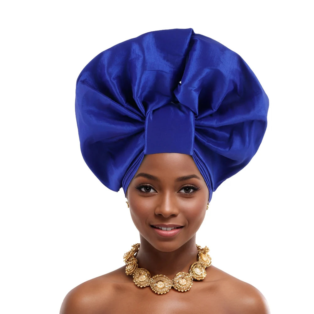 Caps for Women Auto Gele Headtie Already Made Aso Oke Turban Femme Musulman Fashion Bonnets African Head Wraps High Quality 