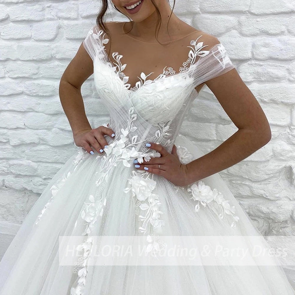 Boho Wedding Dress bride dress plus size robe de mariee Lace beading A line Wedding Bridal Gown