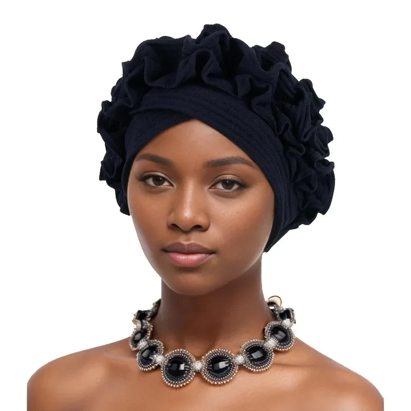 African Headtie Turban Nigerian Aso Oke Muslim Headwear Gele Head Wrap Sego Headties Women Hijab Headscarf Bonnet Headwear Hat
