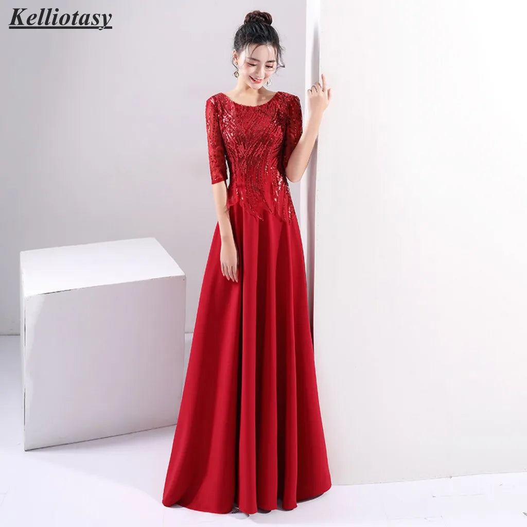 Cusotmized Silver Mother Of the Bride Dresses For Weddings Round Neck Aline Charming Lady Occasion Dress With Sleeves XXHS003