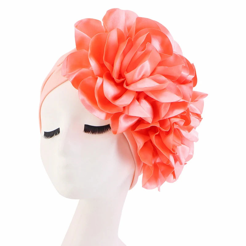 2023 Rhinestones Turban Hat with Side Satin Ruffles Women's Wrap Head Beanies Muslim Headscarf Bonnet African autogele Headtie