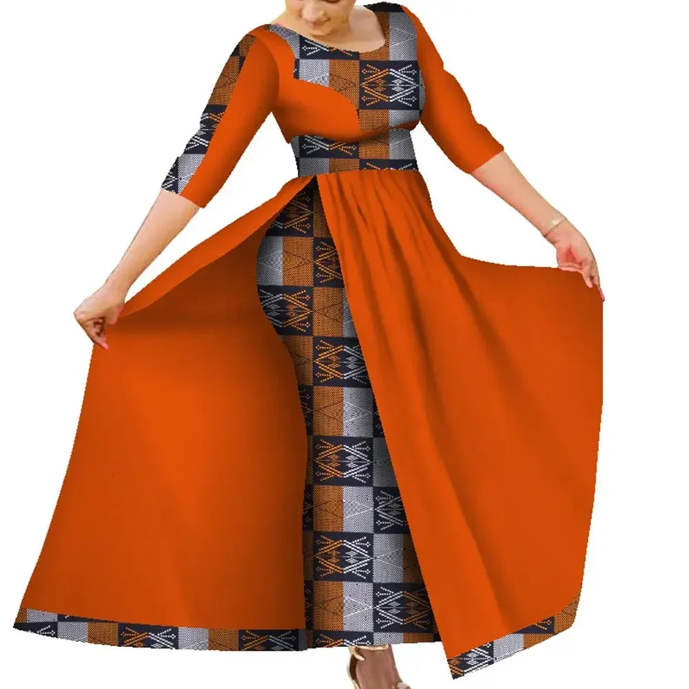 Customize BintaRealWax Women African Slim Fit Dress Traditional Elegent Female Ankara Party Wedding Robe Church Dress WY7963