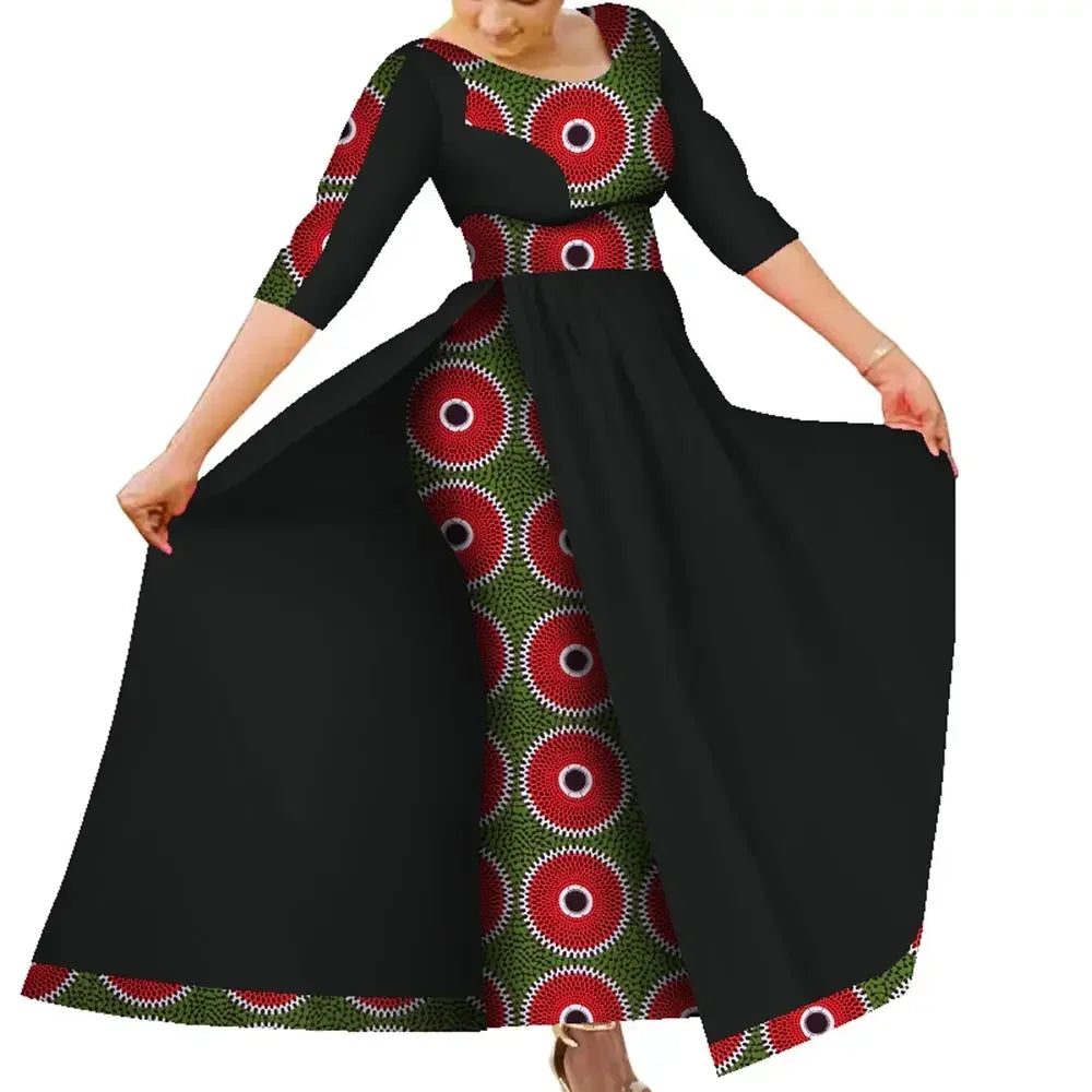 Customize BintaRealWax Women African Slim Fit Dress Traditional Elegent Female Ankara Party Wedding Robe Church Dress WY7963