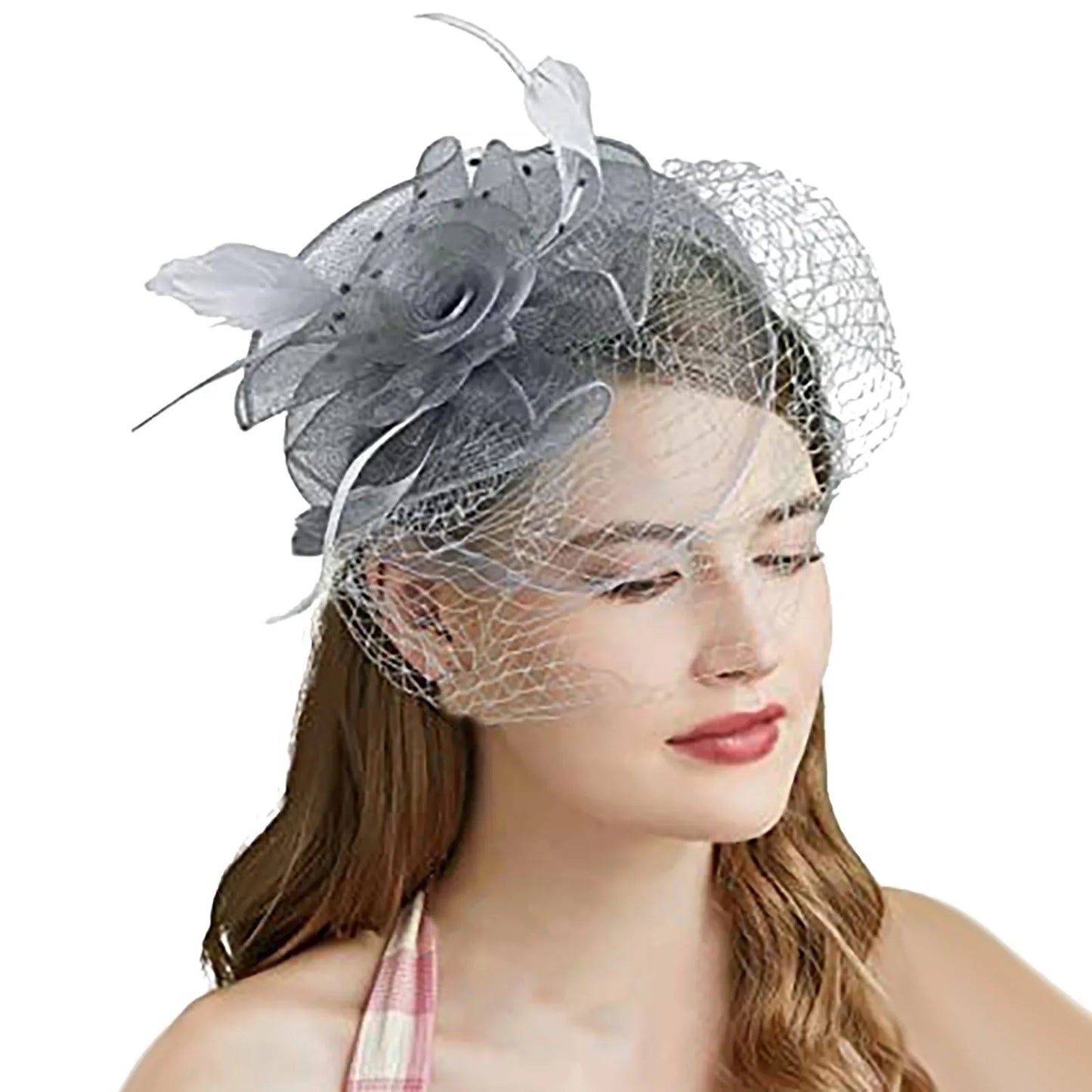 Trendy Elegant Half Hat Headband For Women Bridal Feather Mesh Solid Color Headwear Evening Dress Hair Accessories Photo Props