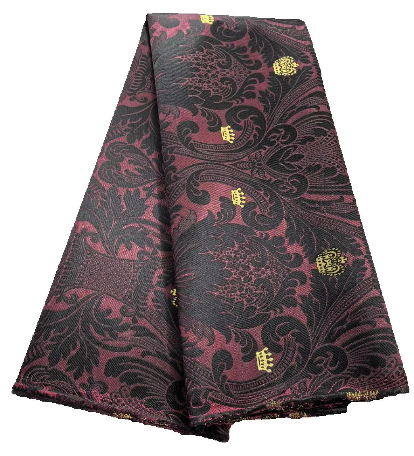 5 Yards Damask Lace Fabric Nigerian Brocade Aso Oke Materials Original Wool Damask DIY For King And Queens Clothes